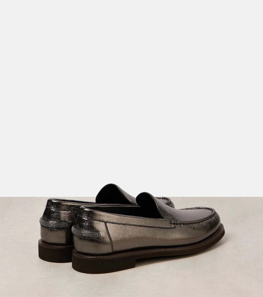 Brunello Cucinelli - Metallic leather loafers
