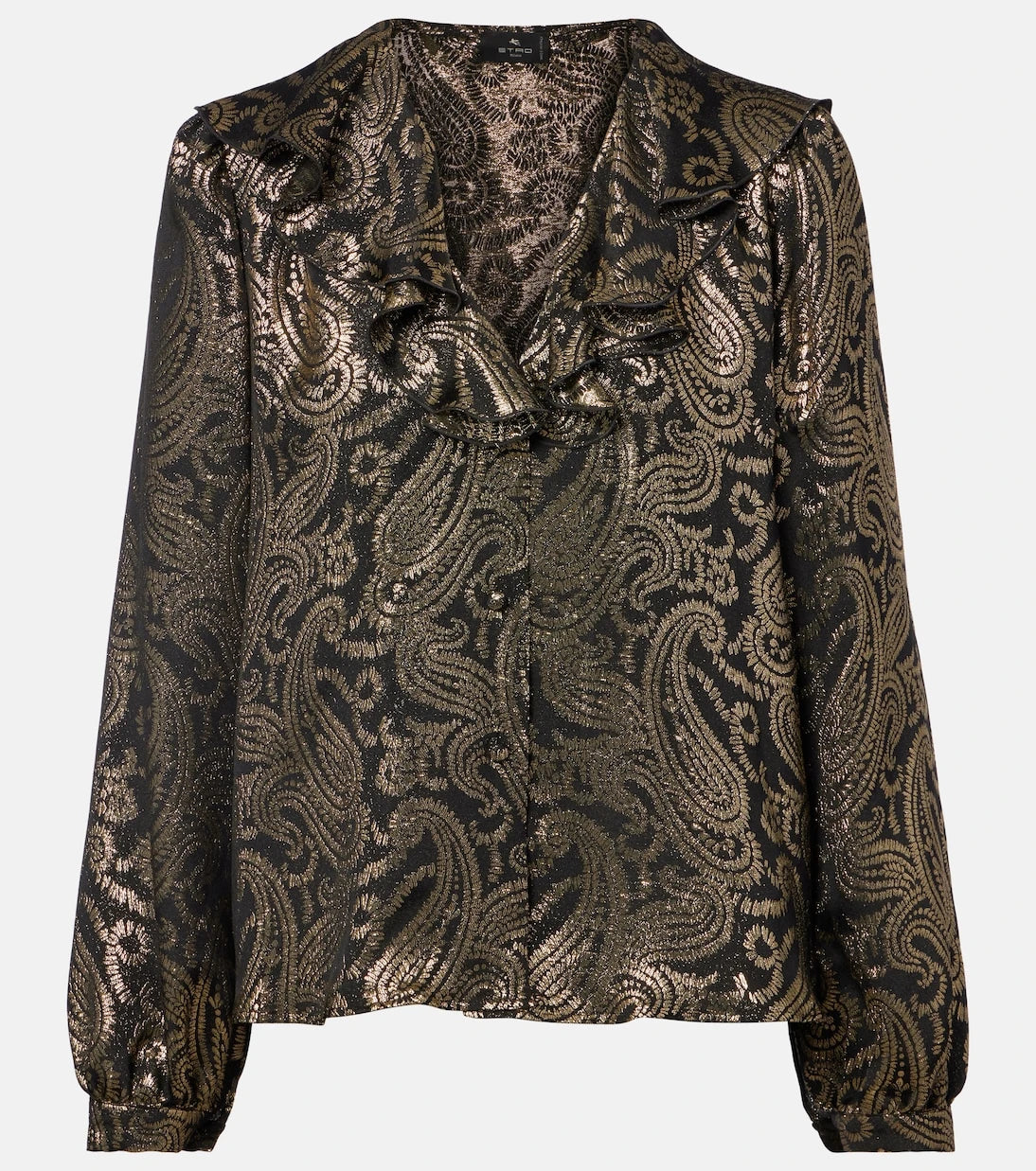 Etro - Paisley fırfırlı ipek karışımı bluz