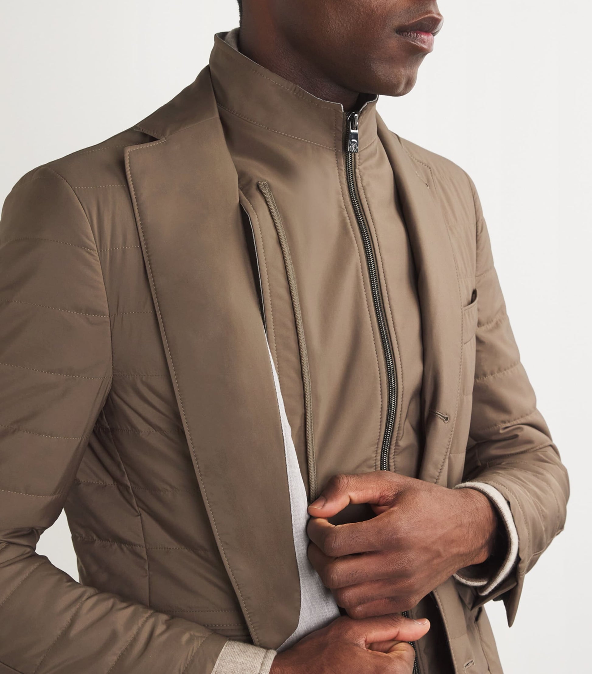 Corneliani Beige Technical Quilted Blazer