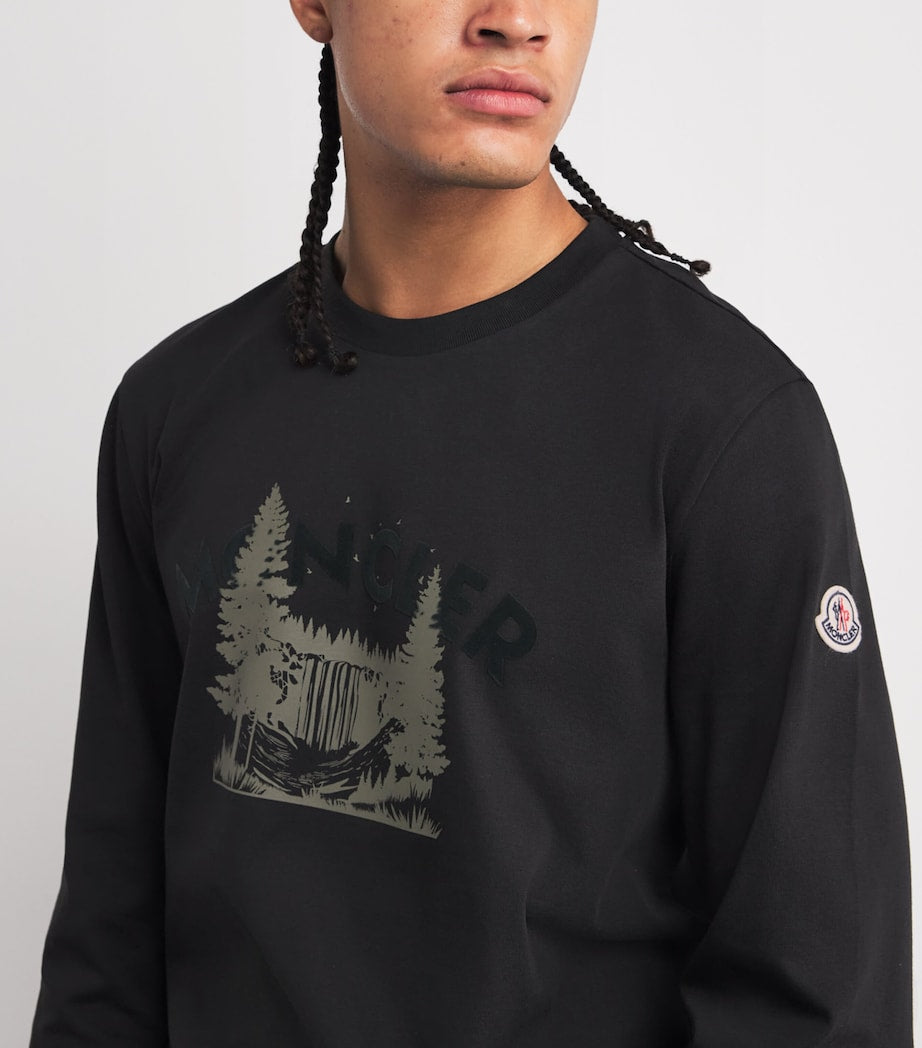Moncler Organic Cotton Logo Long-Sleeve T-Shirt