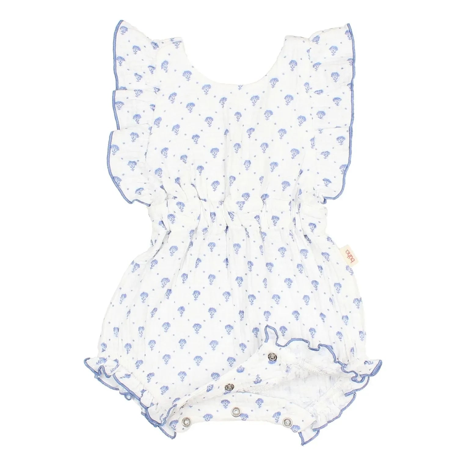Búho - Bali Flowered Cotton Gauze Combishort | Indigo blue