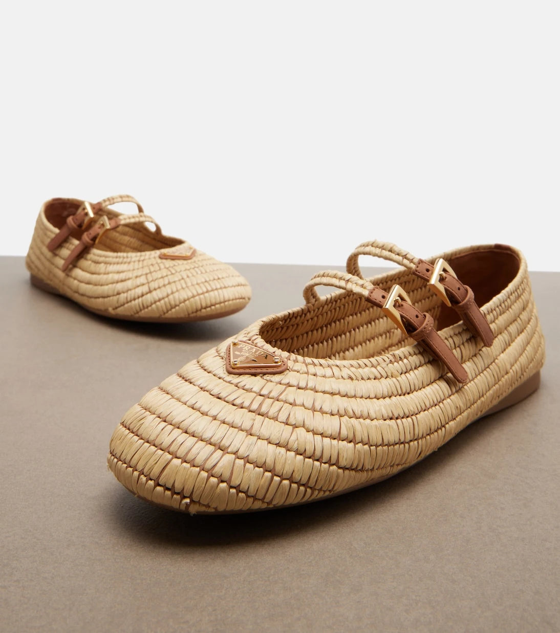 Prada - Crochet leather-trimmed Mary Jane flats