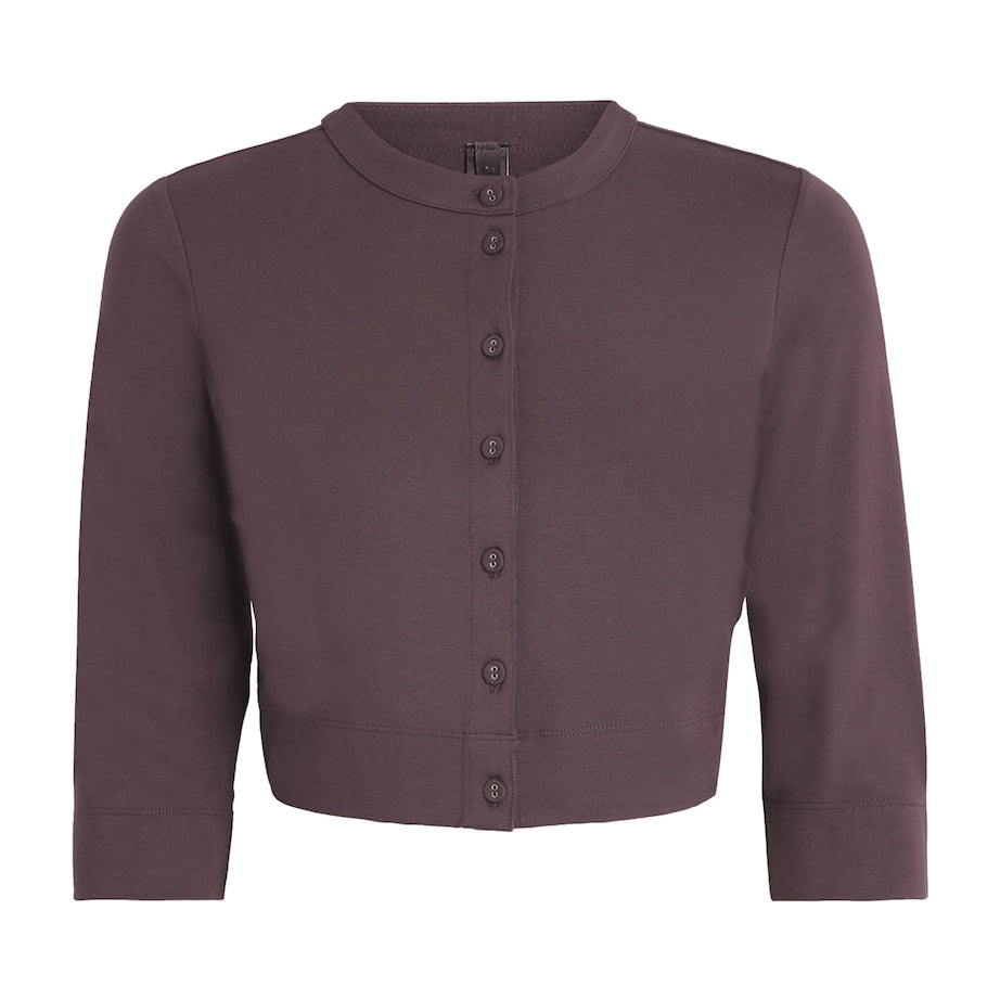 Skims Burgundy Smooth Lounge Cropped Cardigan