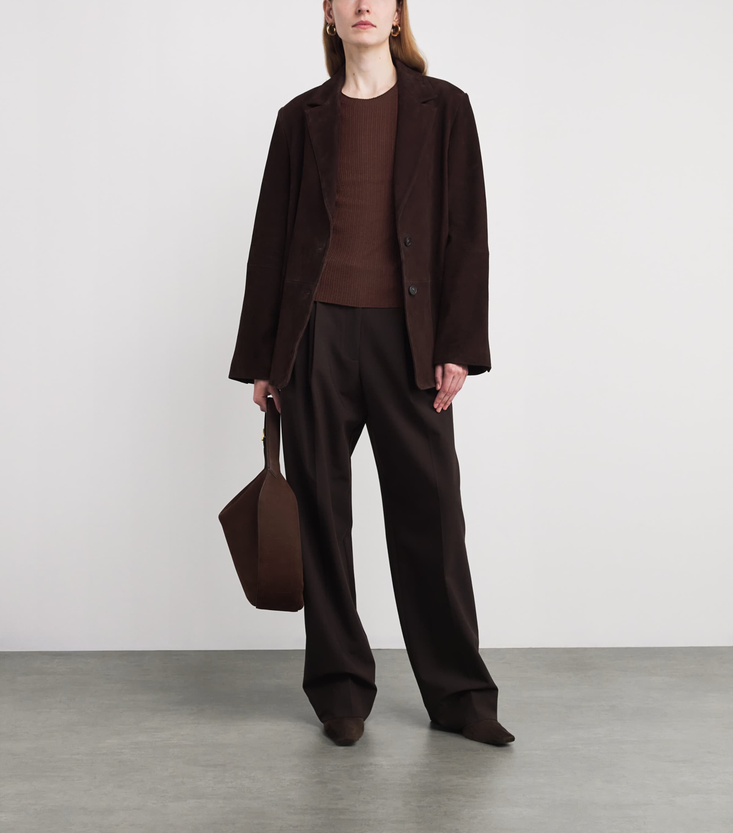 ME+EM Brown Wool-Cashmere Ribbed Sweater