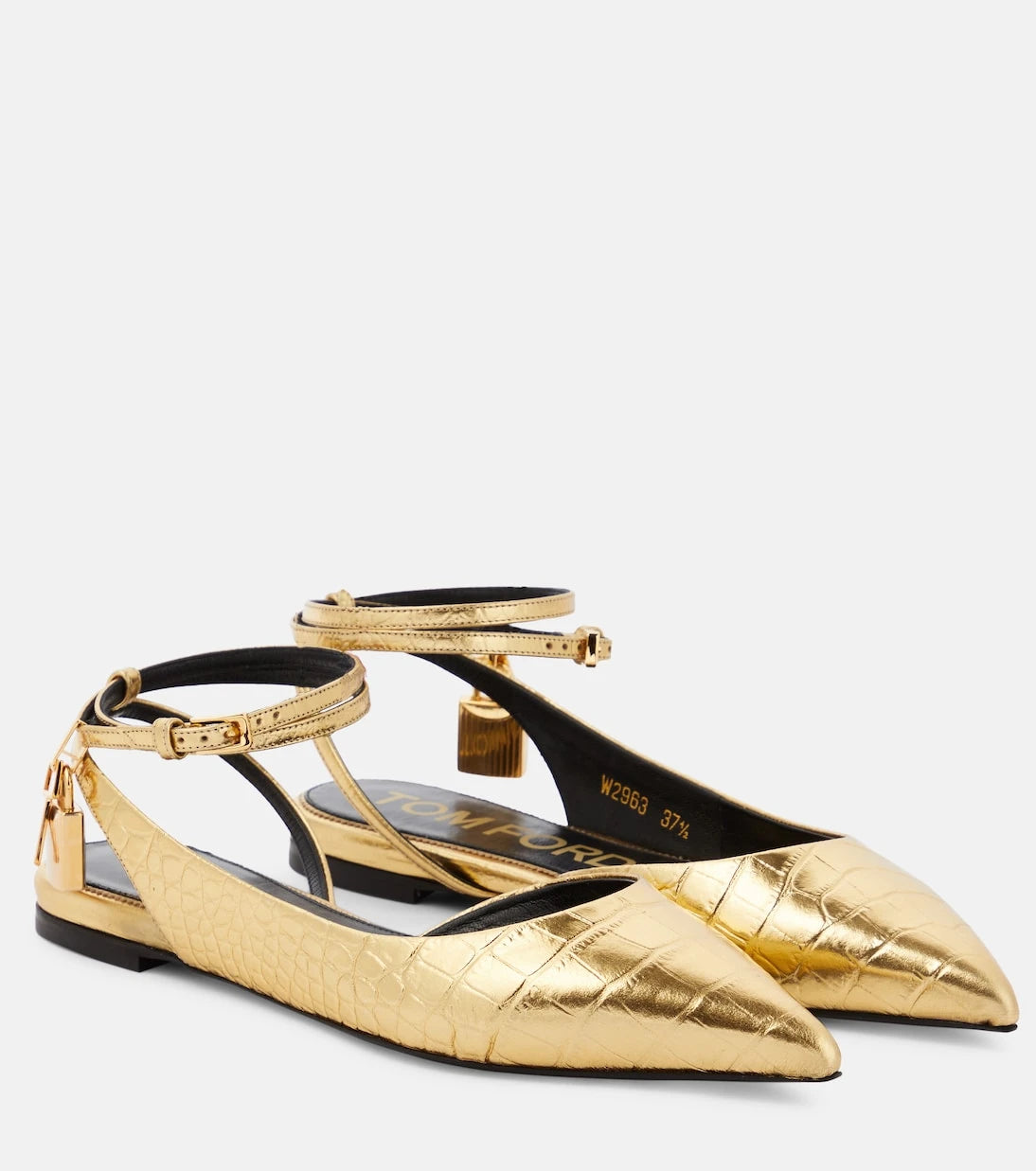 Tom Ford - Padlock croc-effect ballet flats