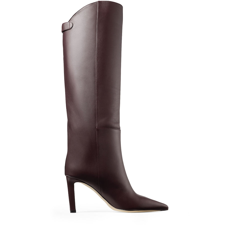 Burgundy Alizze 85 Leather Knee-High Boots