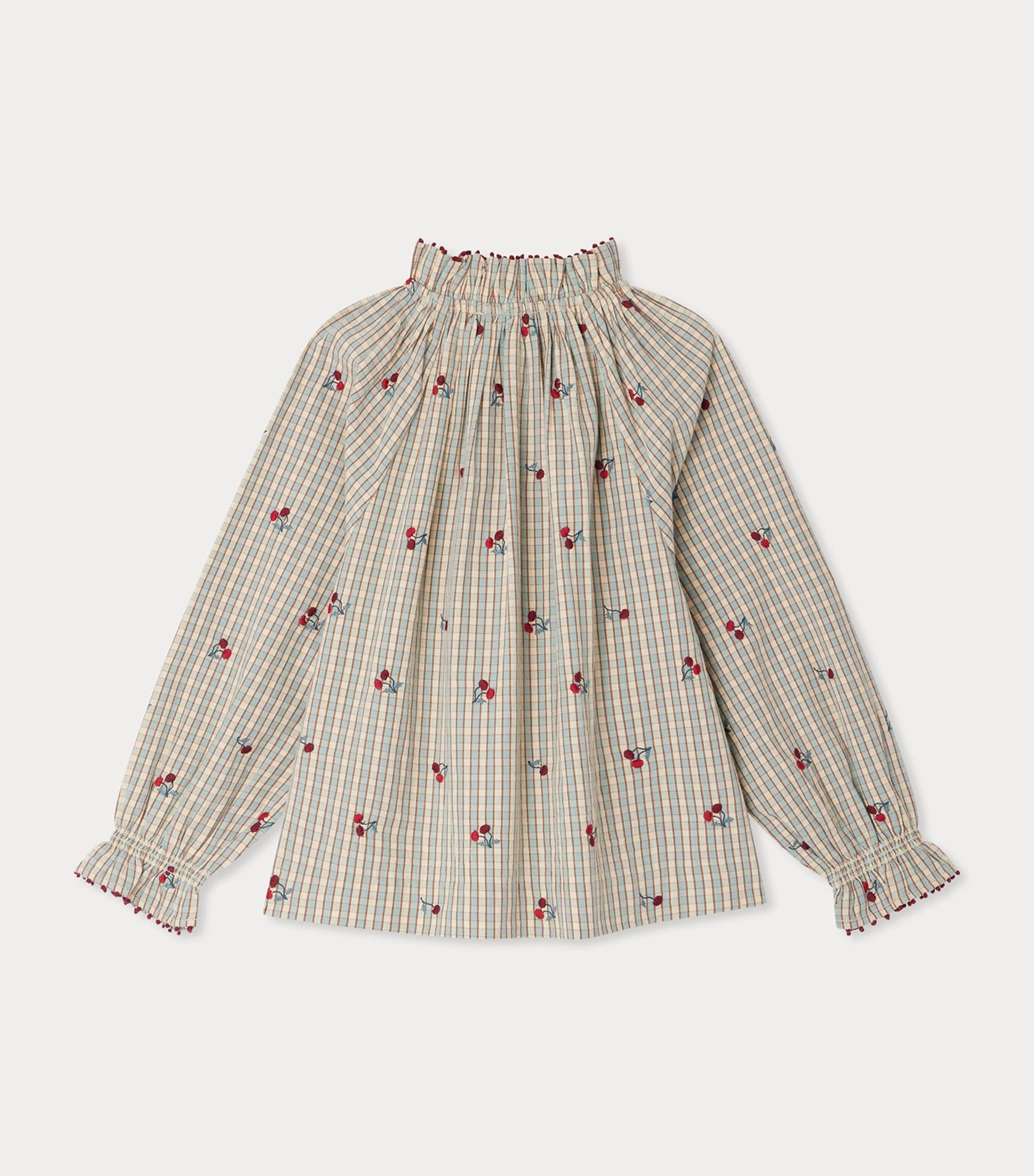 Cotton Embroidered Check Blouse (4-8 Years)