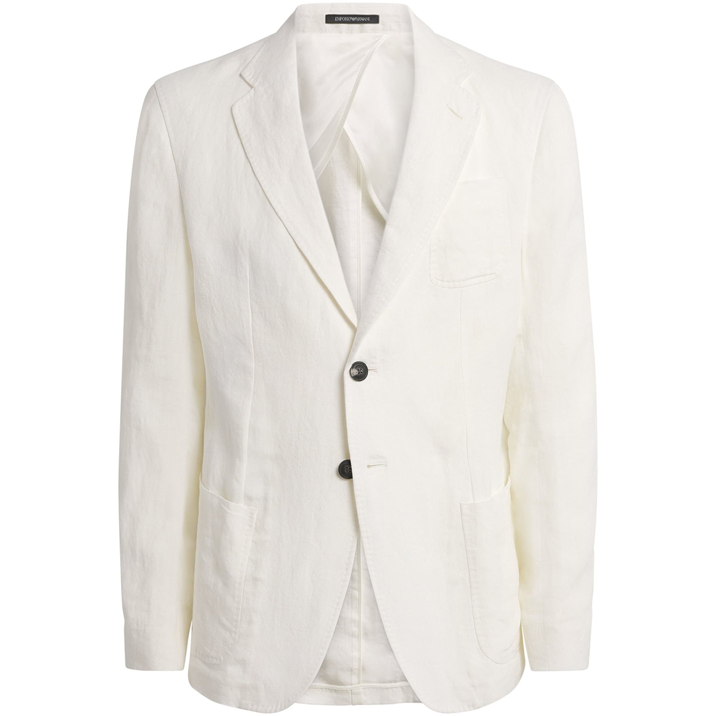 White Linen Single-Breasted Blazer