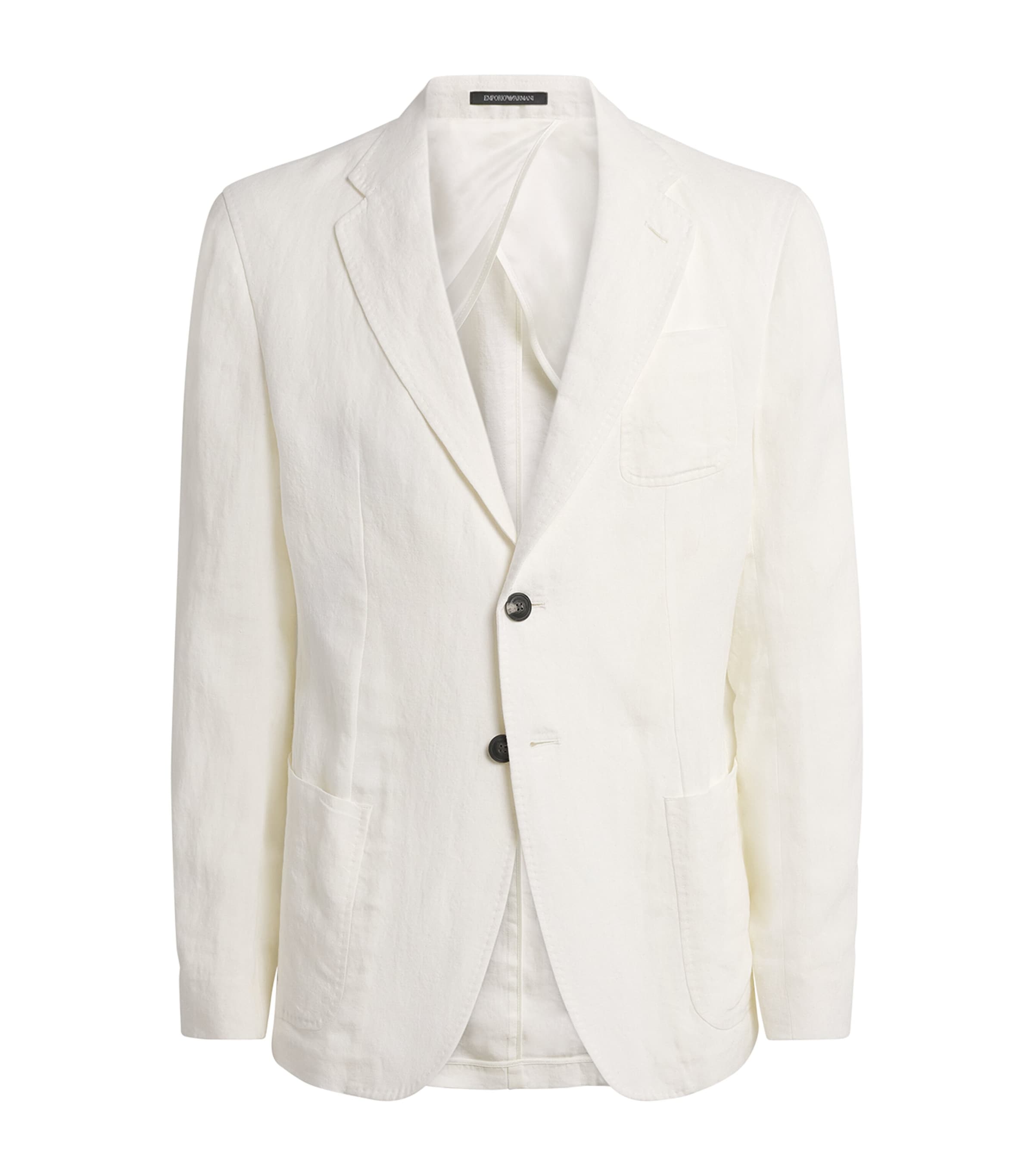 White Linen Single-Breasted Blazer