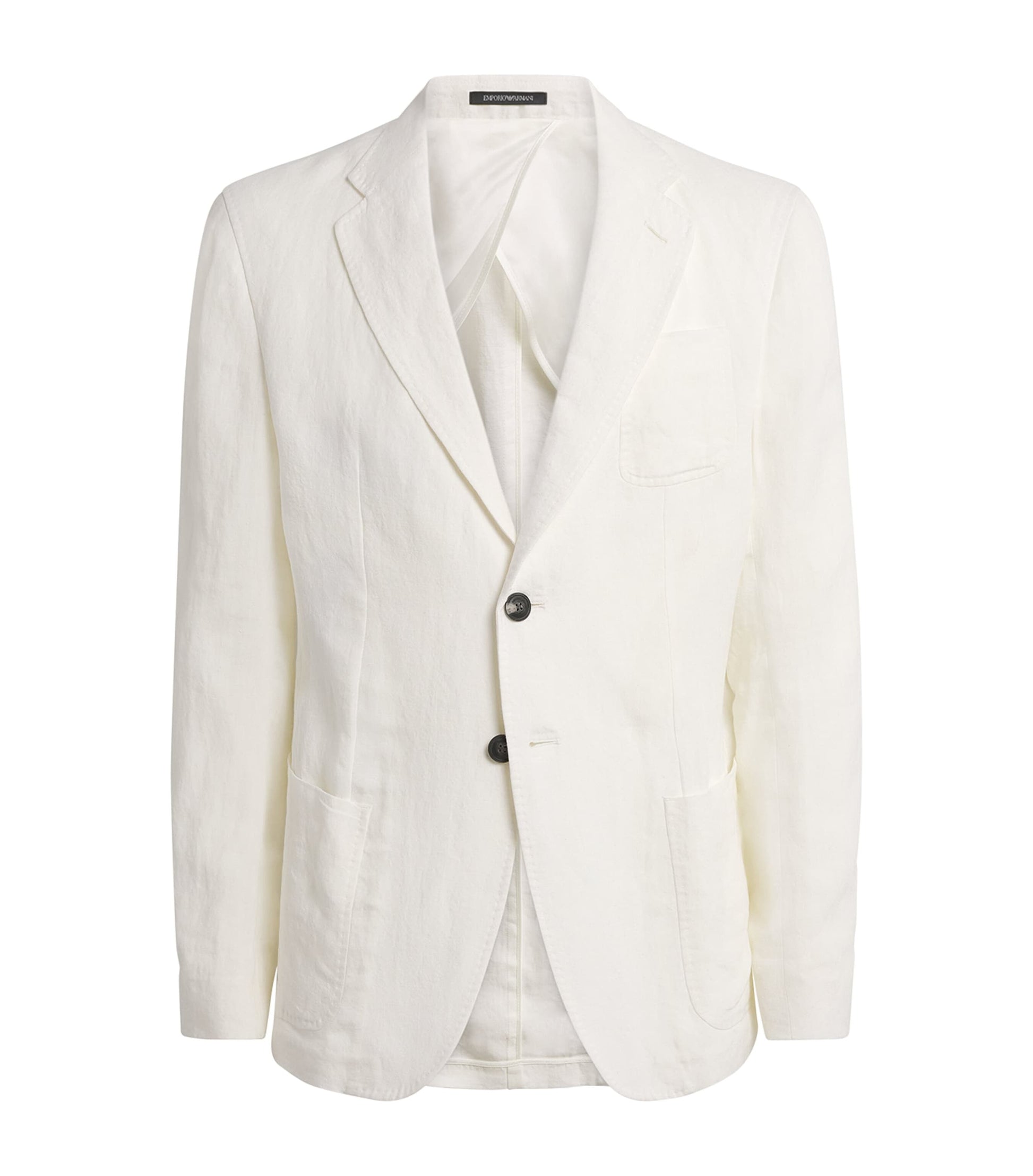 White Linen Single-Breasted Blazer