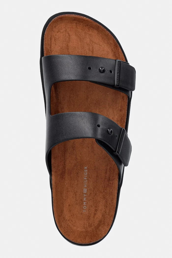 Tommy Hilfiger чехли мъжки от кожа HILFIGER CHAMBRAY BEACH SANDAL