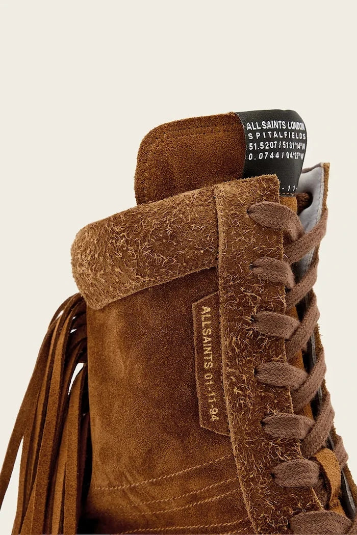 Велурени обувки AllSaints Louise Fringe Ht