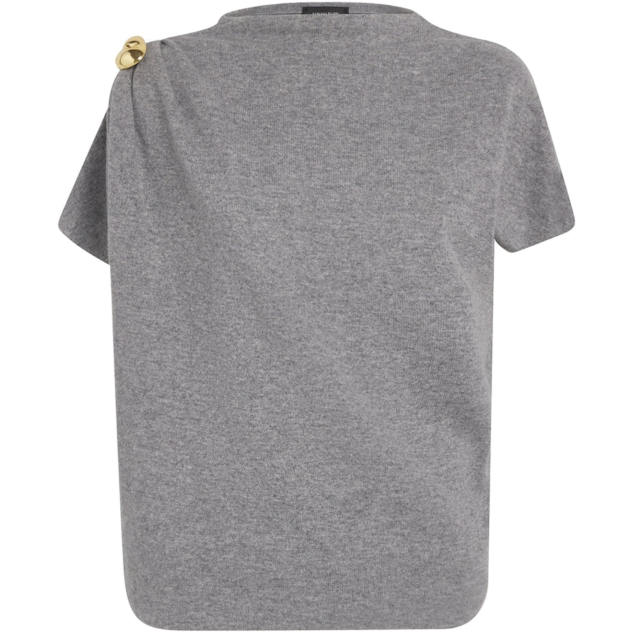 Fabiana Filippi Wool-Silk-Cashmere Brooch-Detail T-Shirt