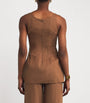 Faithfull the Brand Brown Linen Sleeveless Peplum Top