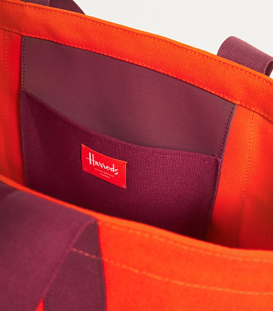 Harrods Orange Large Cotton Logo Tote Bag