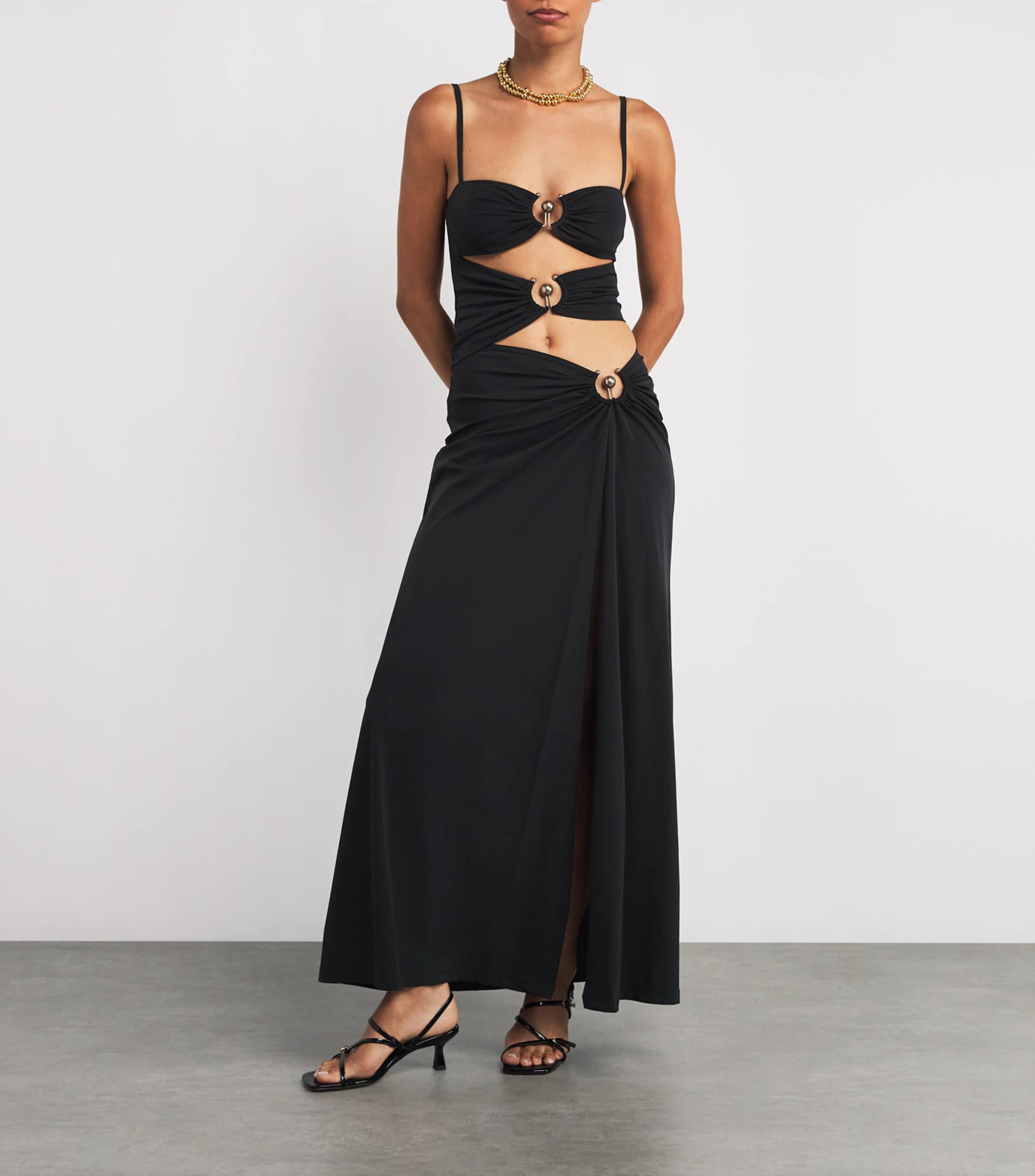 Christopher Esber Black Cut-Out Orbit Maxi Dress