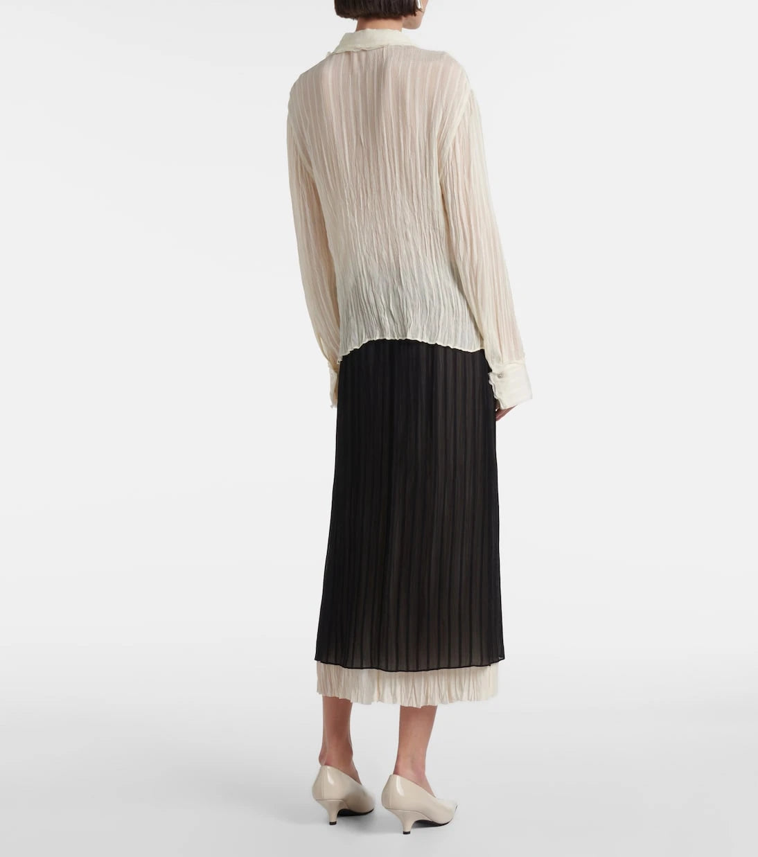 Vince - Ruffled striped semi-sheer shirt