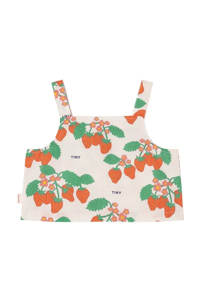 Детски памучен топ Tinycottons STRAWBERRIES WOVEN CROP TOP