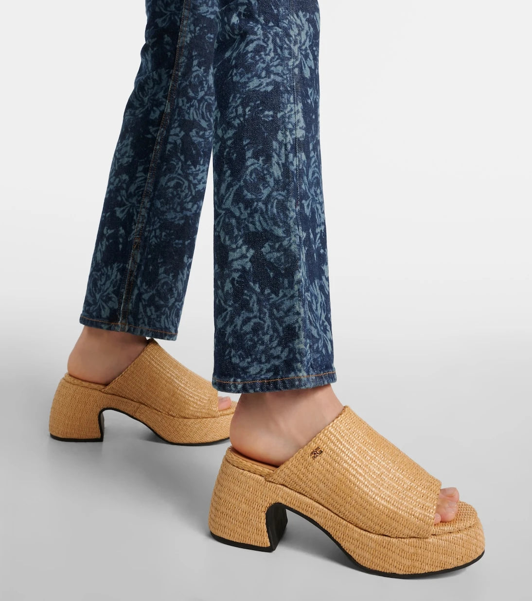 Ganni - Butterfly raffia platform mules