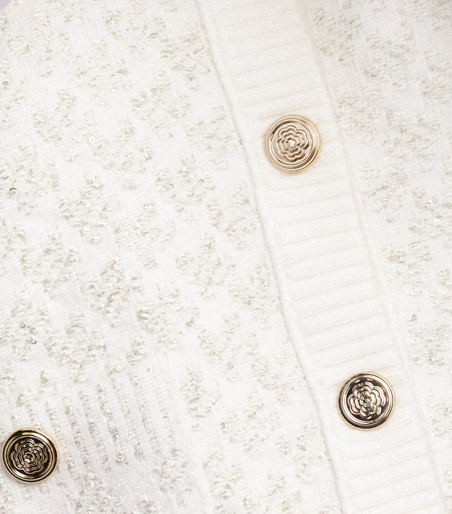 Maje White Tweed-Effect Cardigan