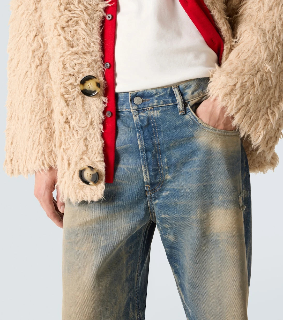 Acne Studios - جينز واسع الساق بتصميم بالٍ 2021