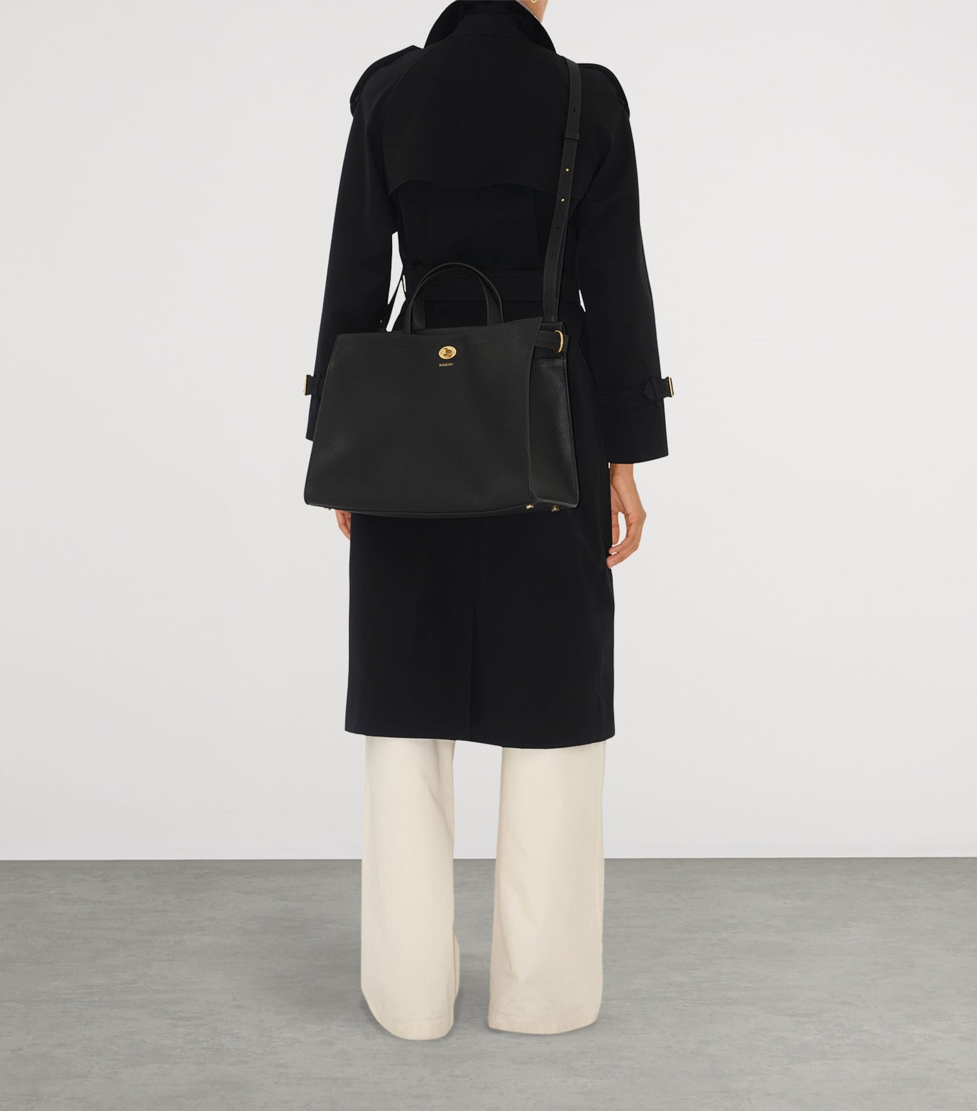 Burberry Black Medium Calfskin Cotswolds Tote Bag