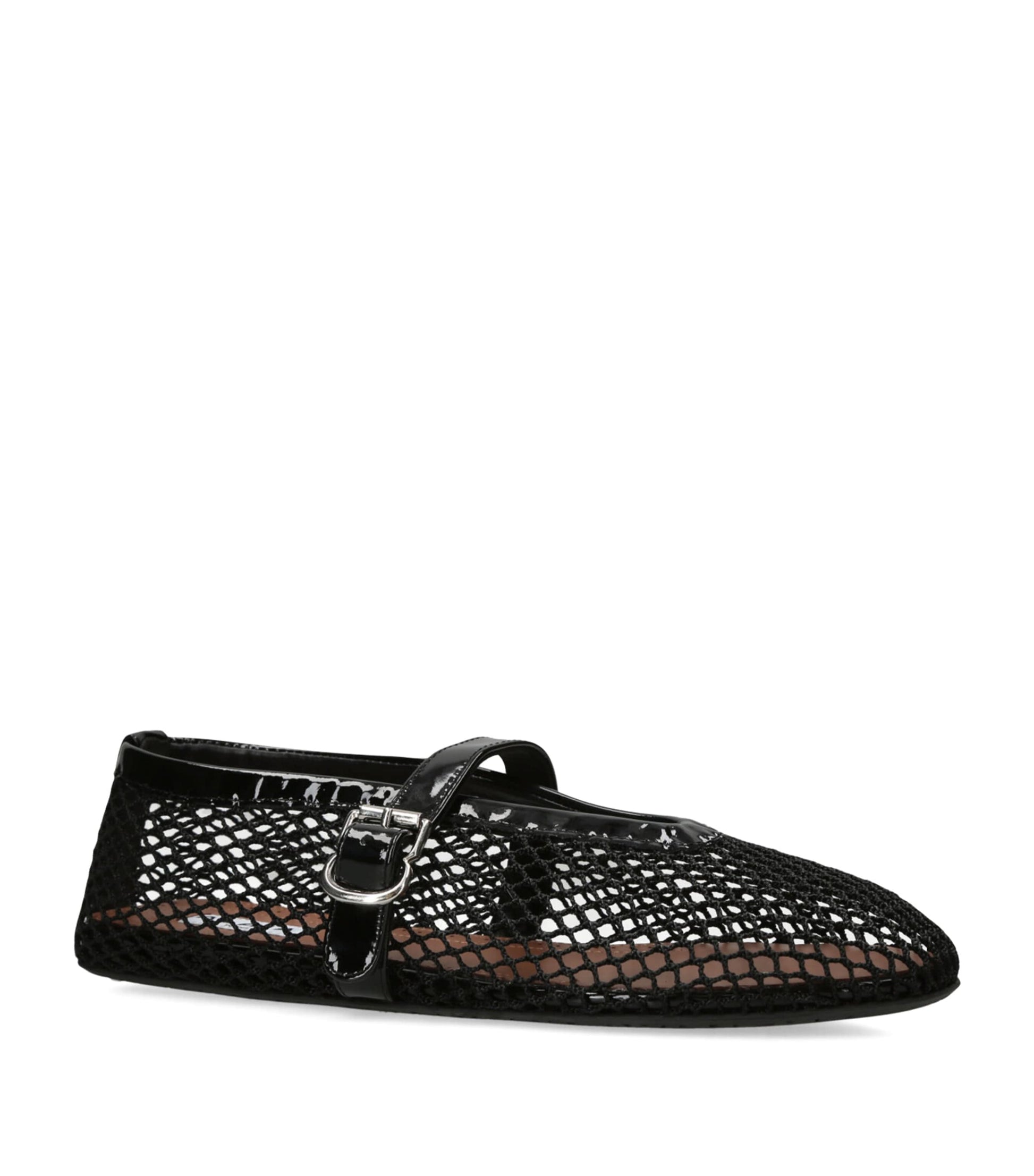 Alaïa Black Leather Mesh Ballet Flats