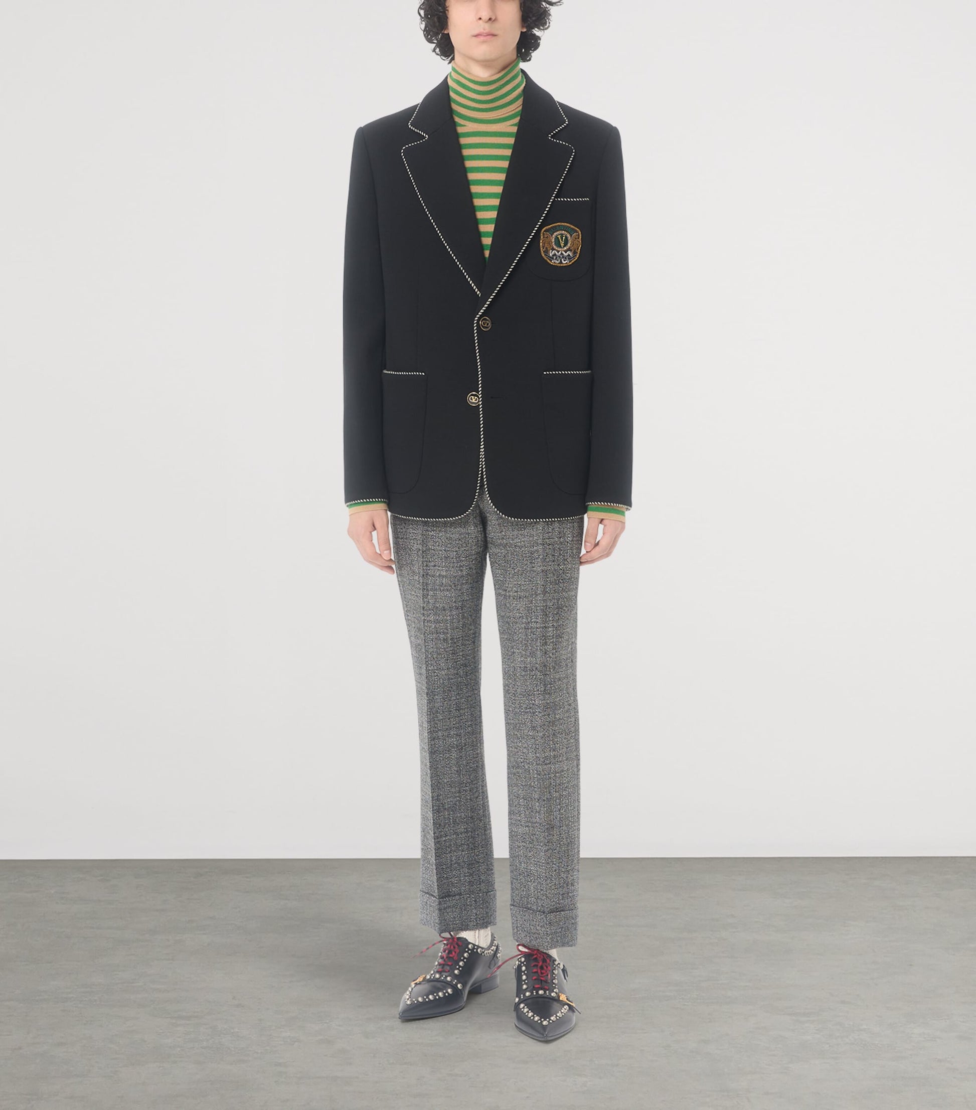 Valentino Garavani Black Virgin Wool Crest Blazer