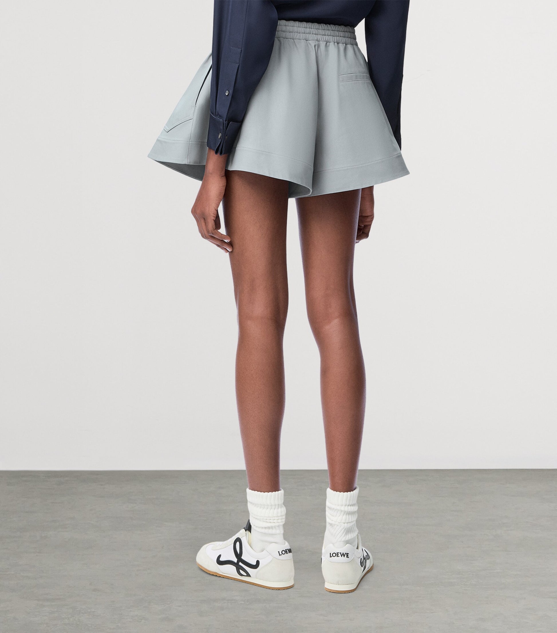 Grey Cotton-Blend Relaxed Shorts