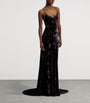 Ralph Lauren Collection Black Velvet Embellished Floral Evening Dress