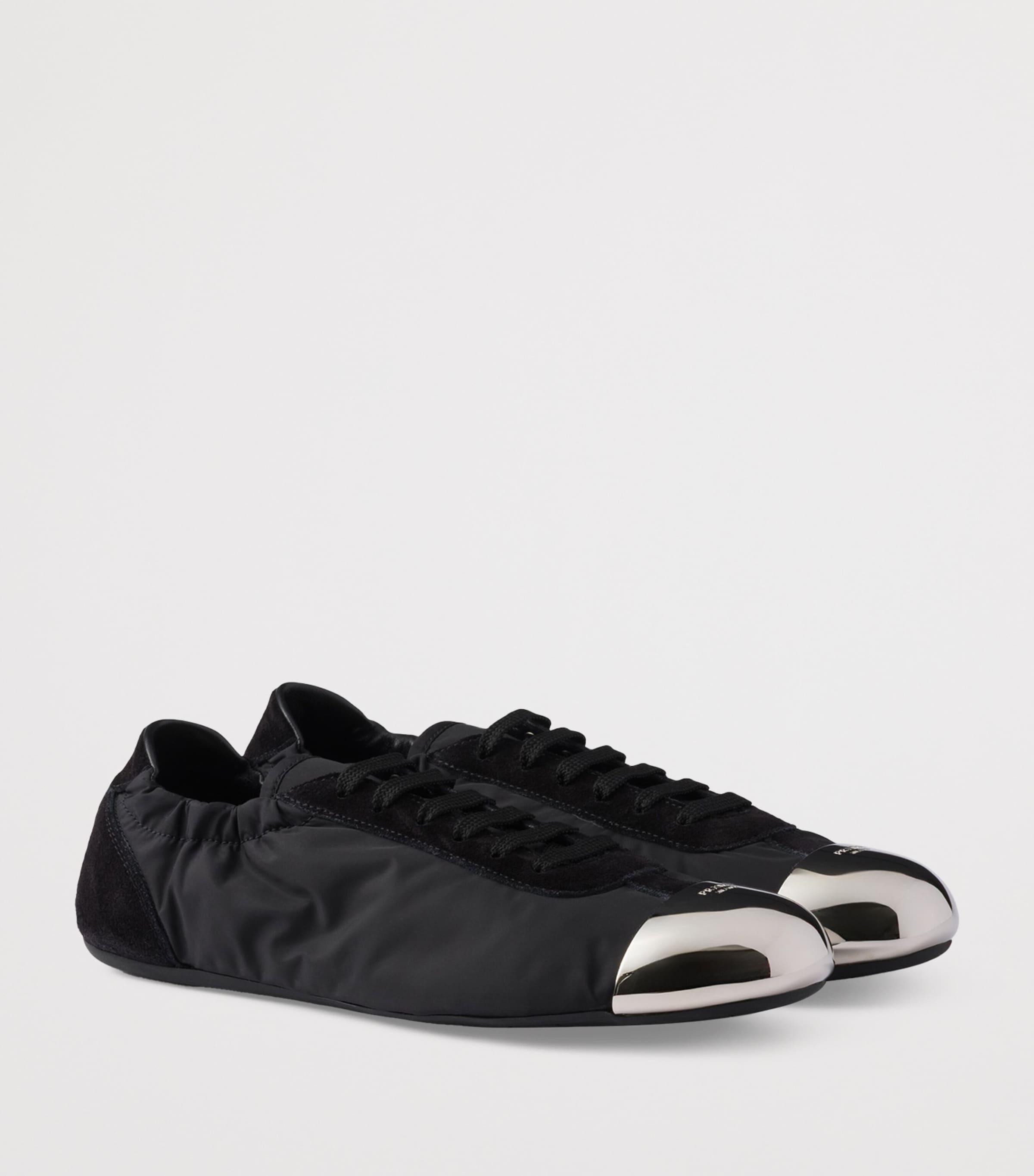 Black Suede-Re-Nylon-Metal Collapse Sneakers