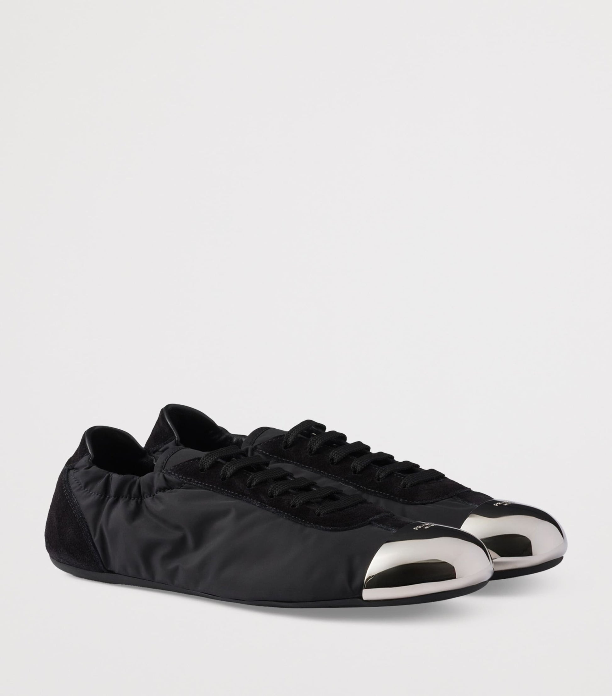 Black Suede-Re-Nylon-Metal Collapse Sneakers