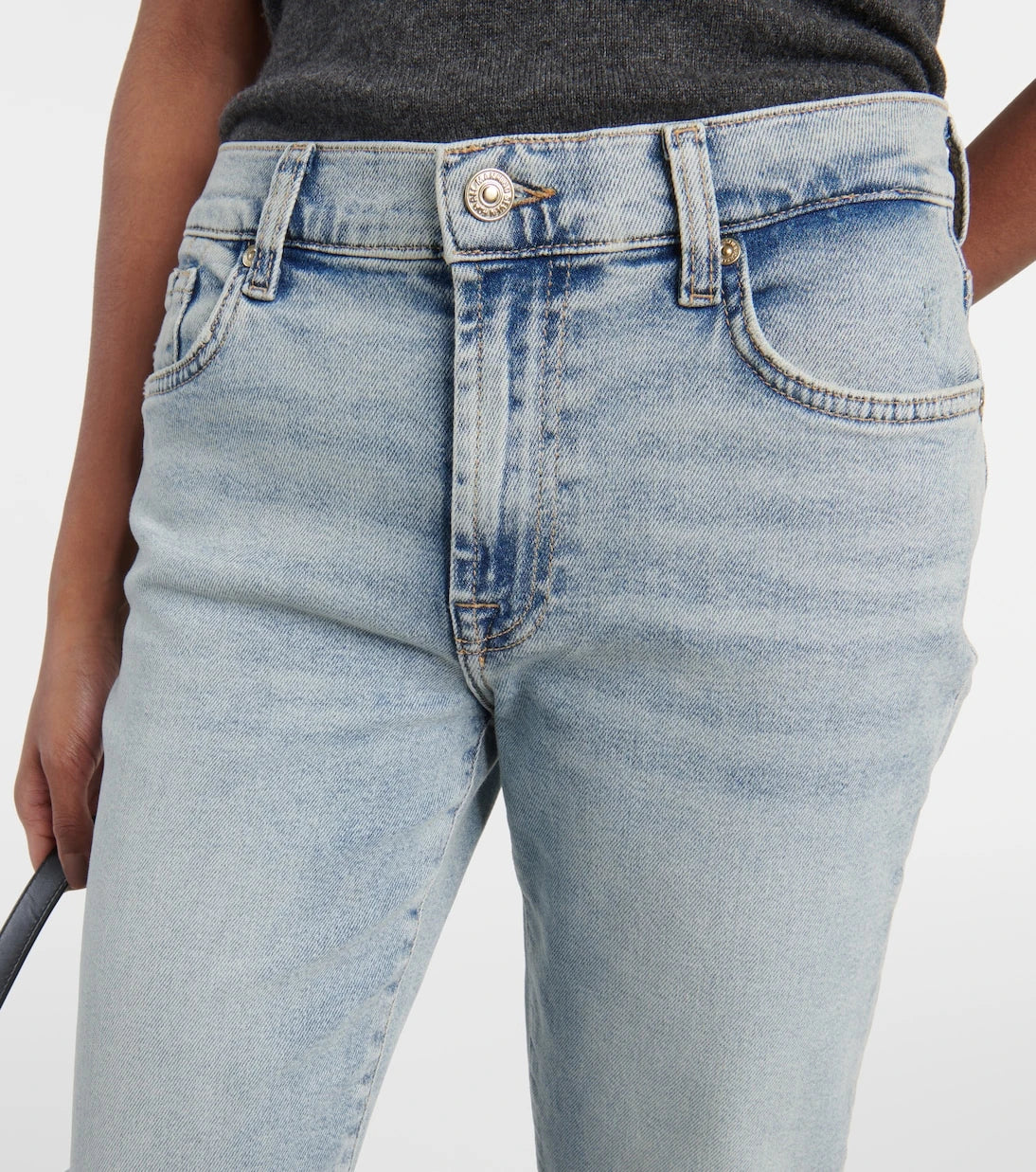 7 For All Mankind - بنطلون جينز Ellie بقصة مستقيمة وخصر متوسط الارتفاع