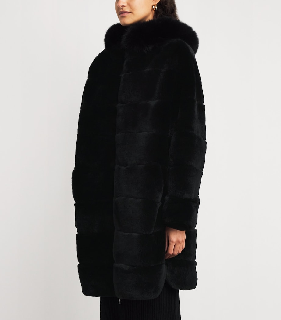 Yves Salomon Black Fox-Rabbit Fur-Trim Parka