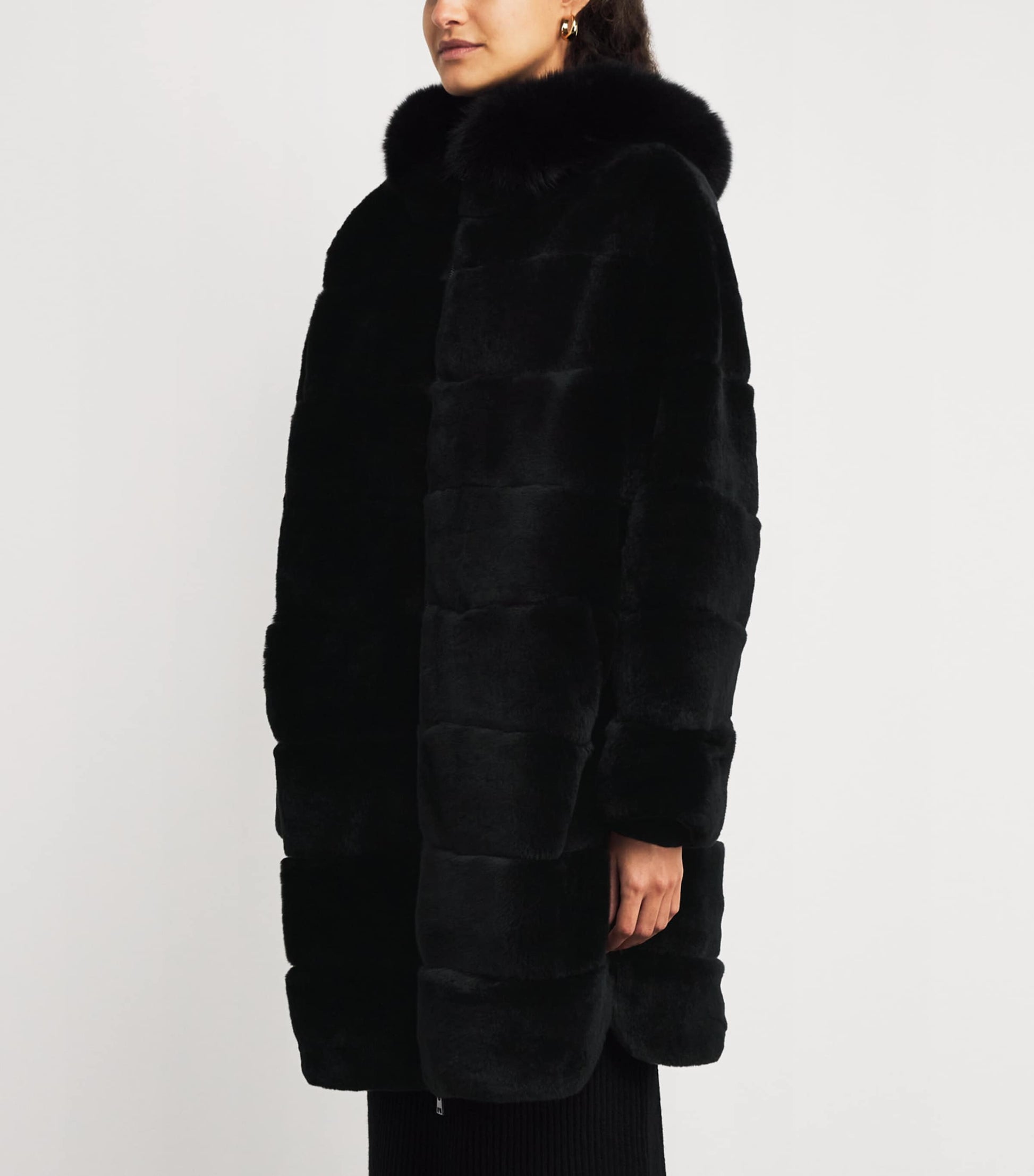 Yves Salomon Black Fox-Rabbit Fur-Trim Parka