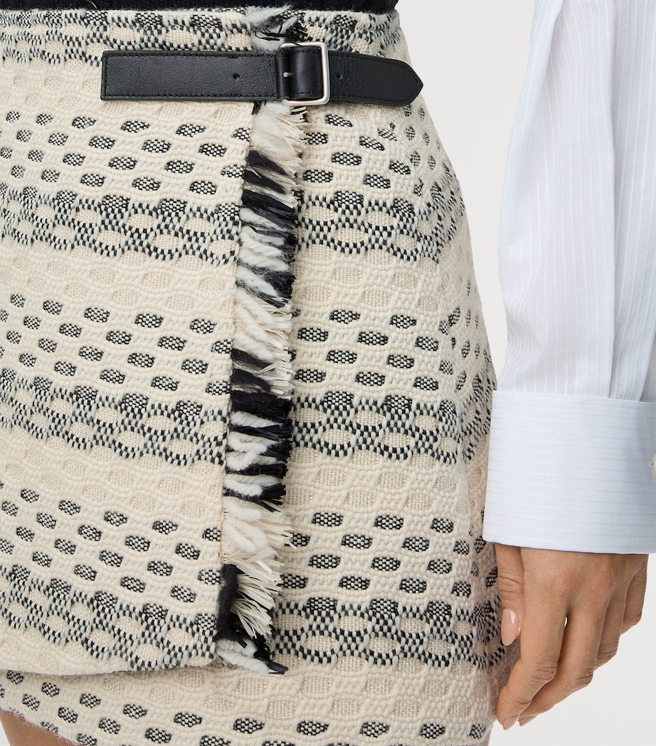 Black Wool-Blend Buckled Mini Skirt