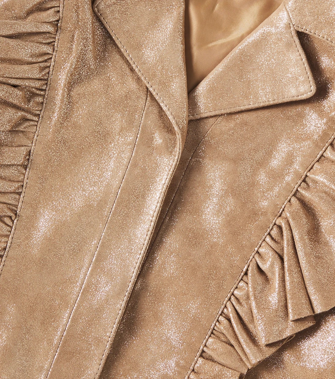 Donsje - Piep ruffled metallic leather vest
