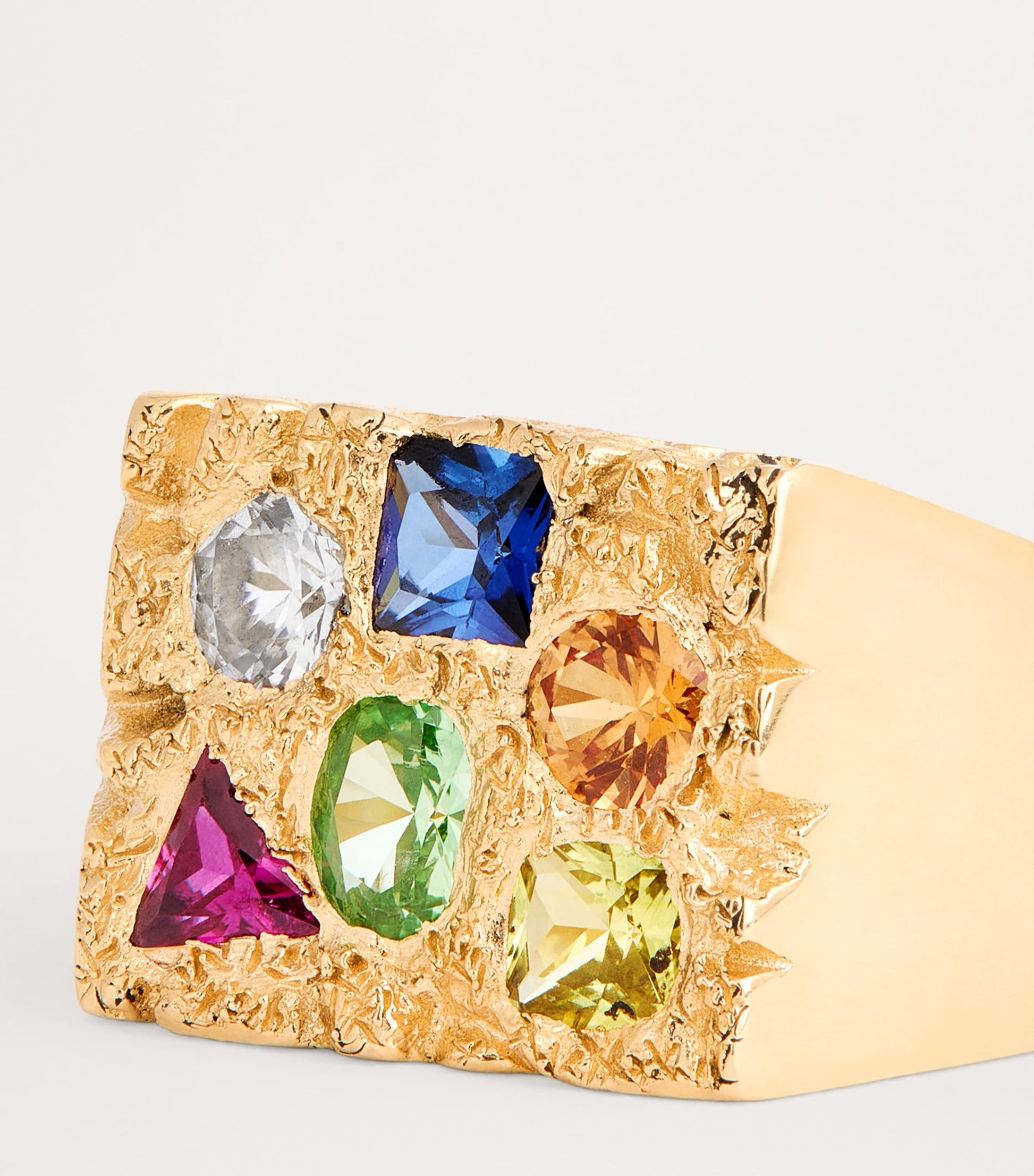 Gold and Sapphire Cottage Rose Garden Signet Ring