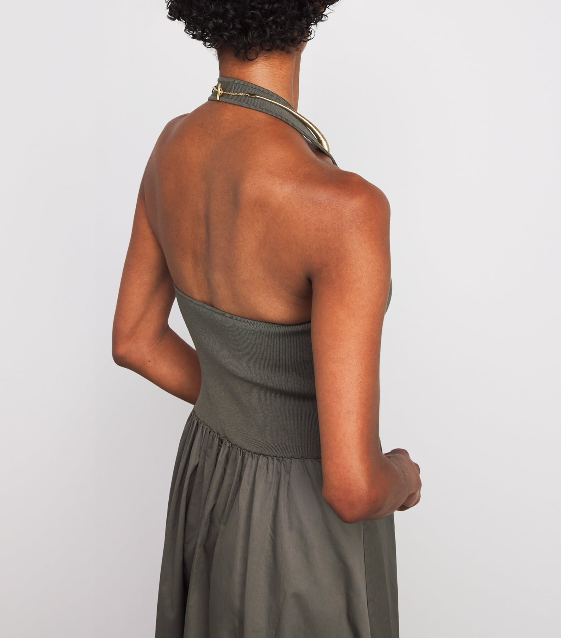 St. Agni Green Halterneck Maxi Dress