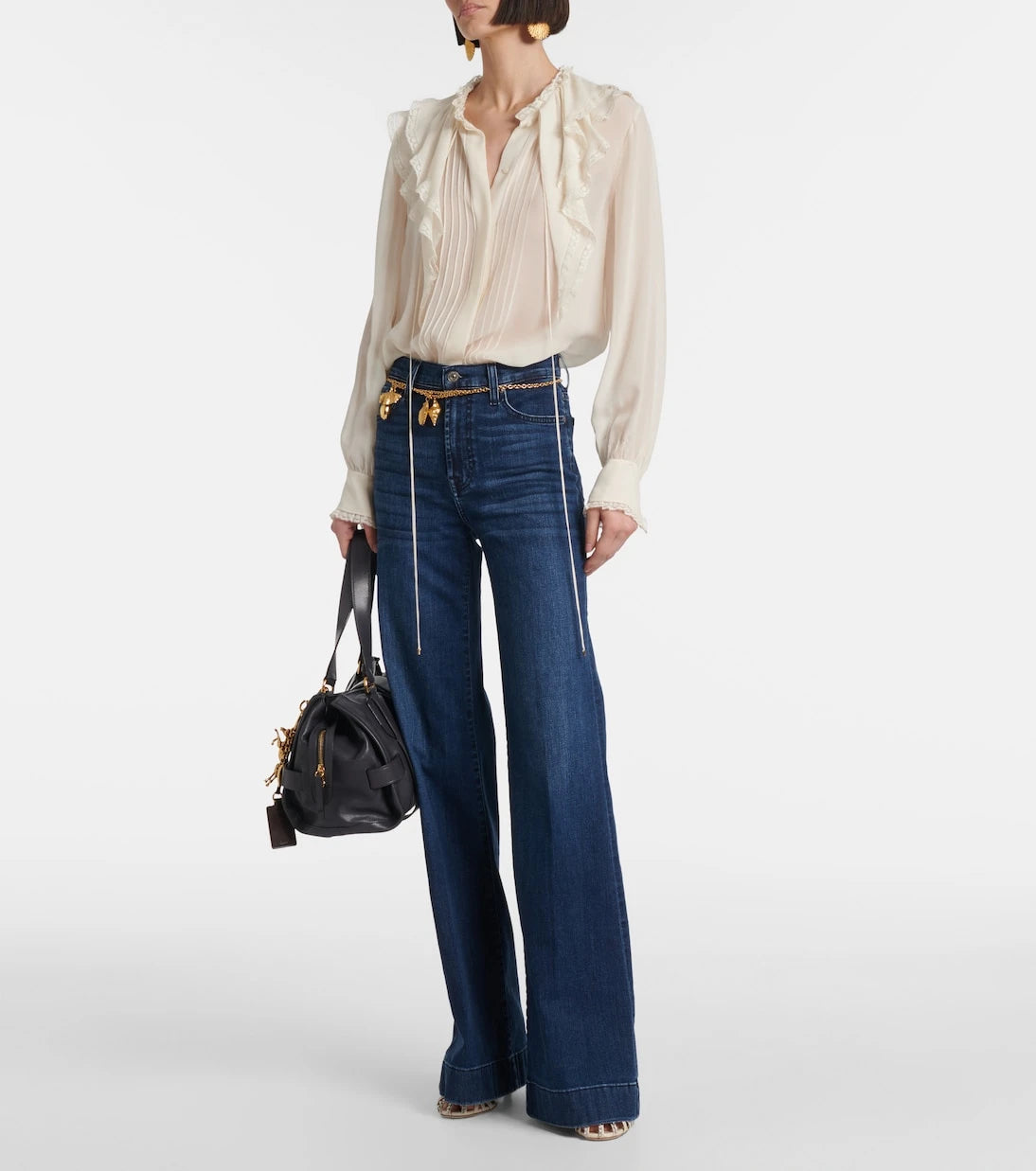 7 For All Mankind - بنطلون جينز مودرن دوجو واسع بخصر عالٍ