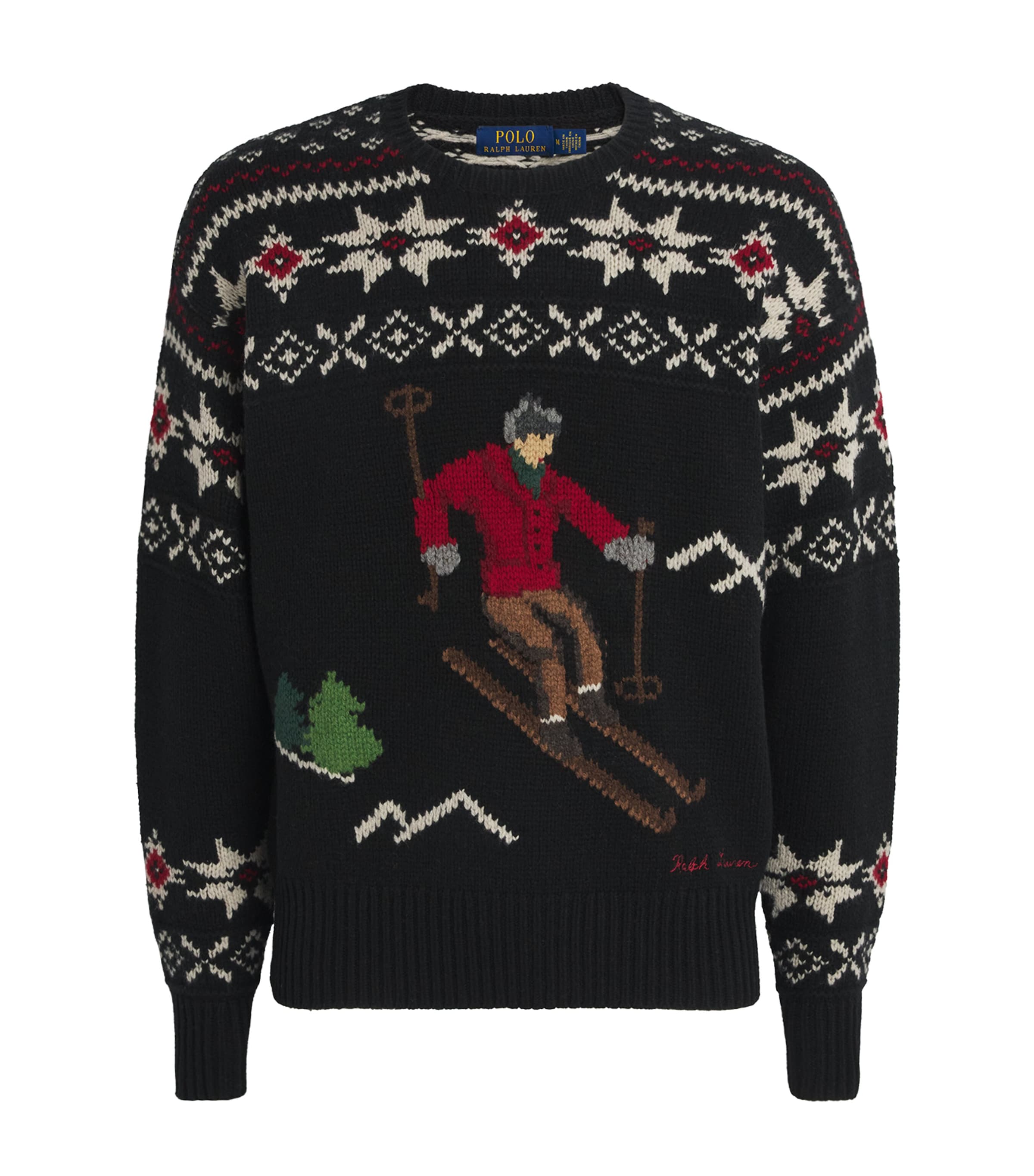 Polo Ralph Lauren Black Wool Fair Isle Skier Sweater