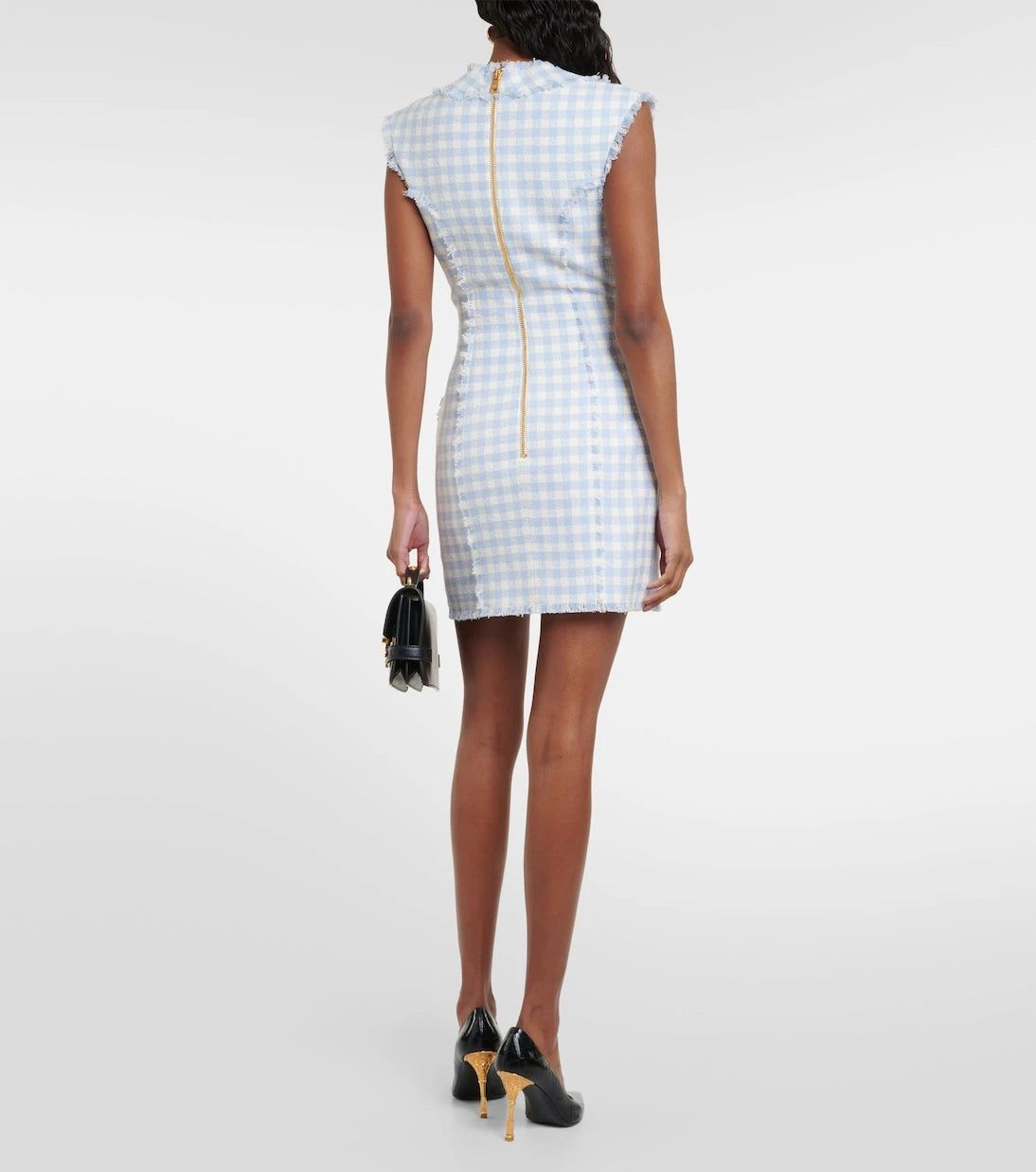 Balmain - Gingham tweed minidress