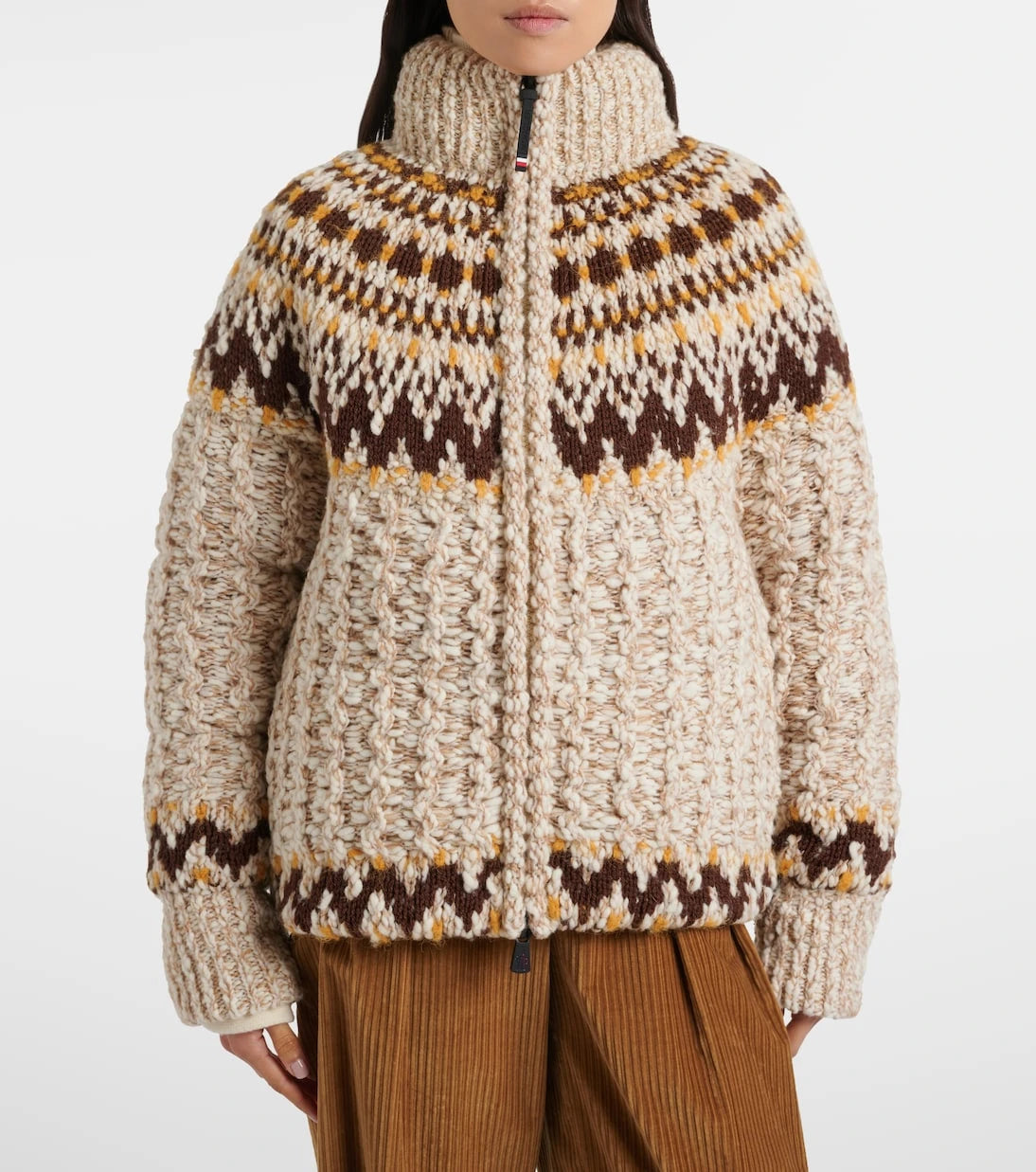 Moncler Grenoble - Girose jacquard wool-blend down cardigan