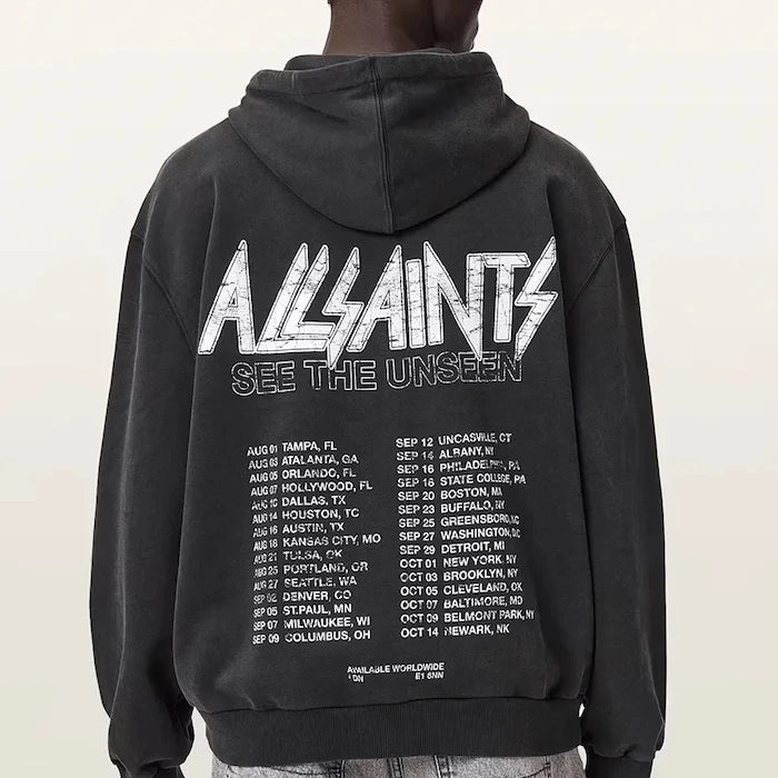 AllSaints pamuklu kapüşonlu erkek sweatshirt CHROMIUM