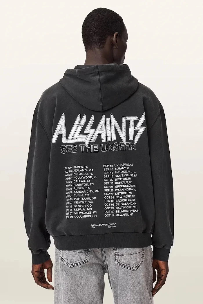 AllSaints pamuklu kapüşonlu erkek sweatshirt CHROMIUM