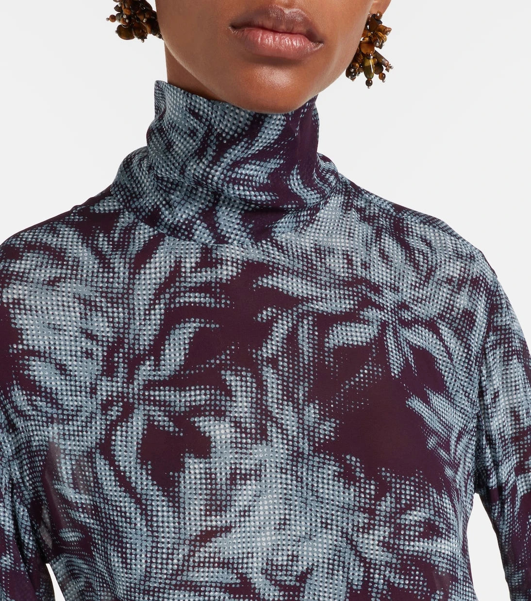 Dries Van Noten - Printed sheer chiffon turtleneck top