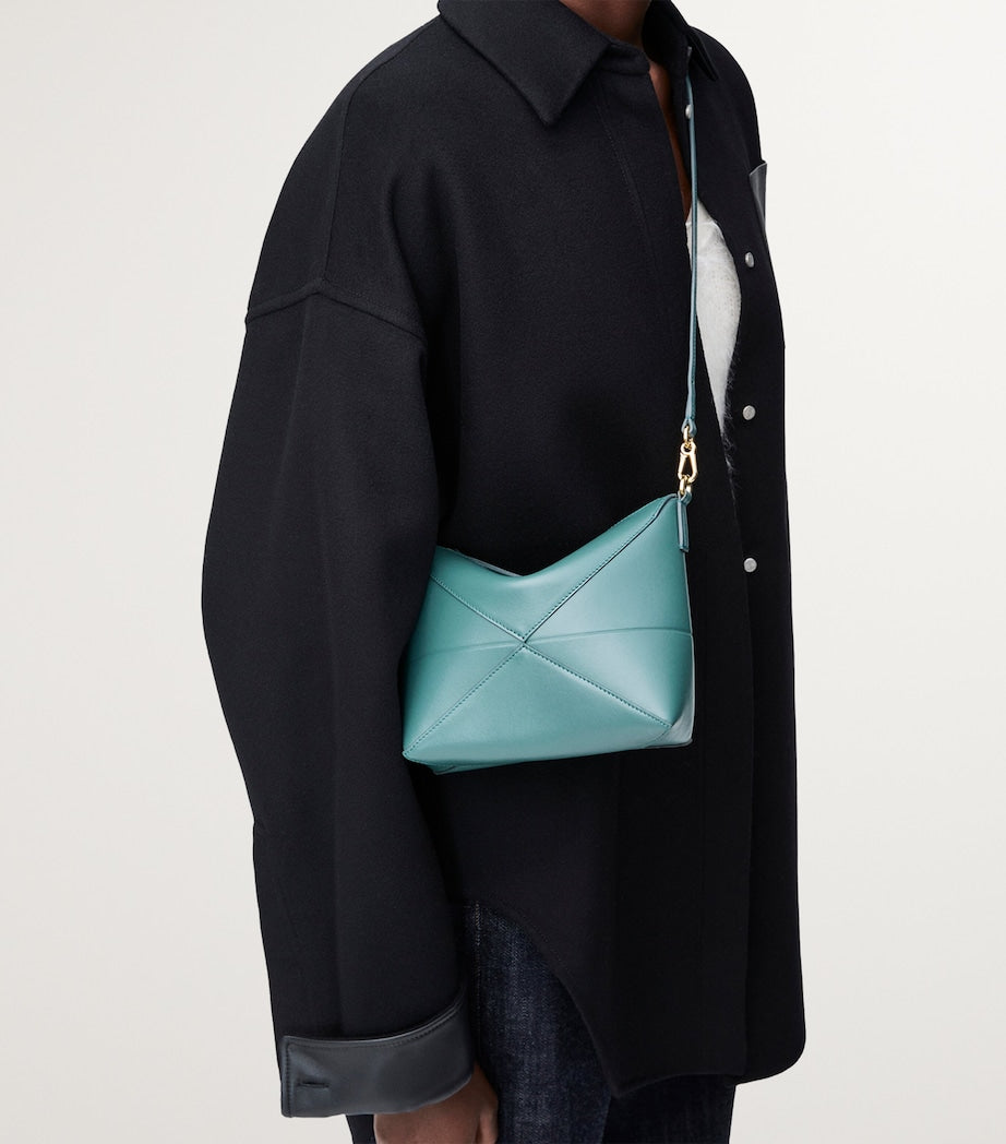 LOEWE Green Leather Puzzle Pouch Bag