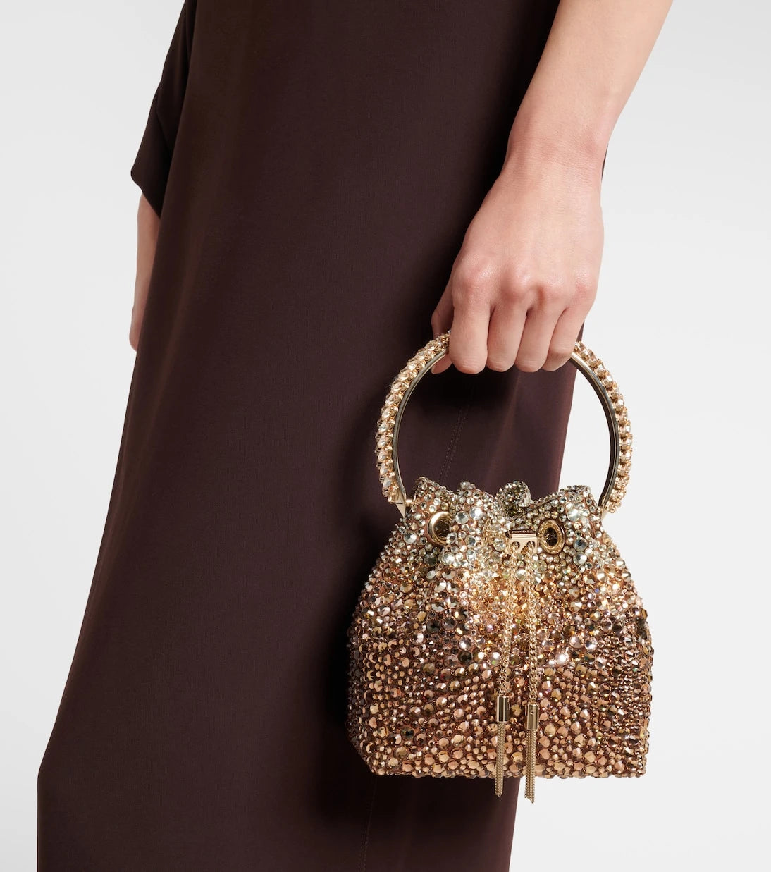 Jimmy Choo - Bon Bon embellished satin bucket bag
