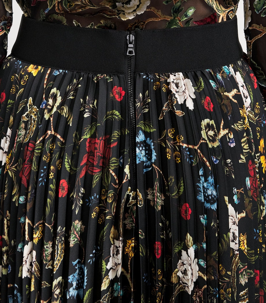 Alice+Olivia Black Pleated Katz Maxi Skirt