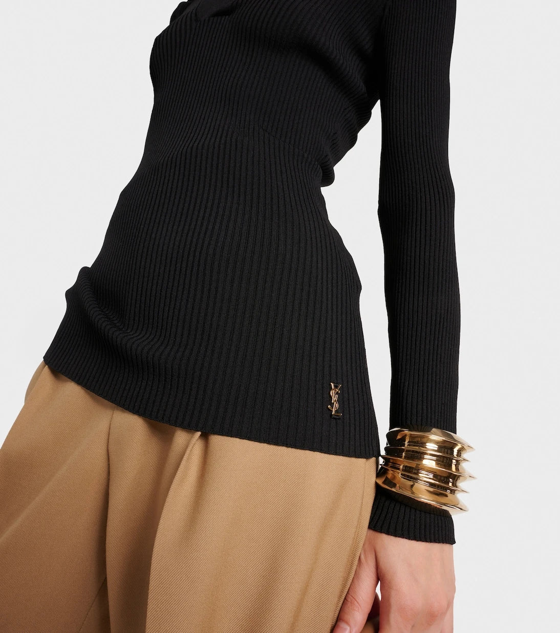 Saint Laurent - Ribbed-knit polo sweater